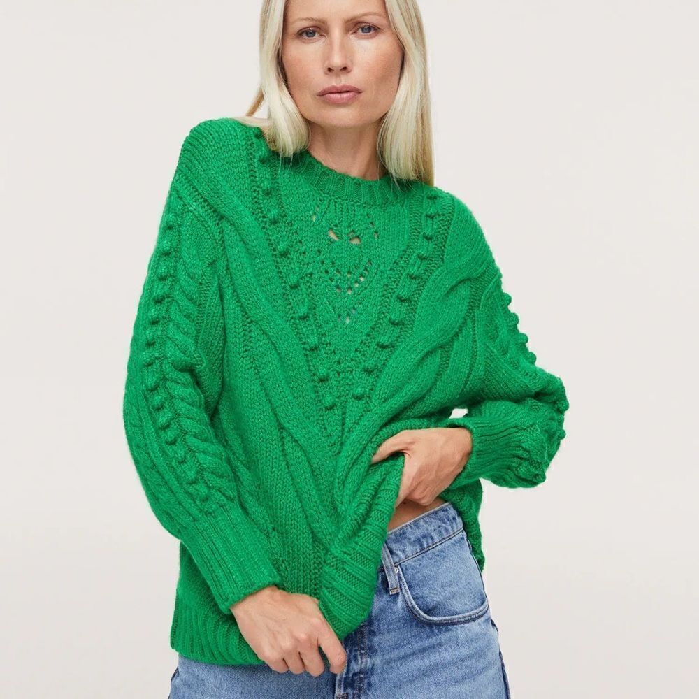 Mango Knit Sweater Green New